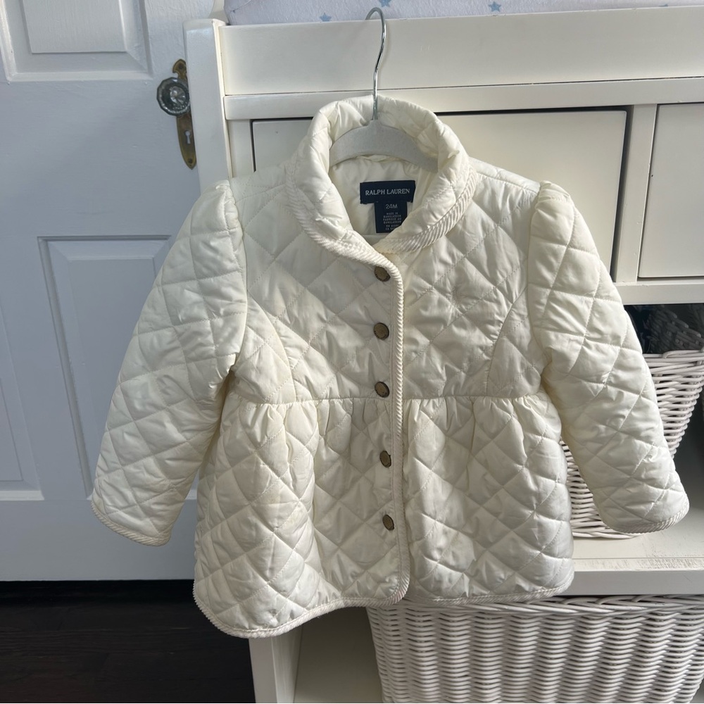 Ralph Lauren Kids White Quilted Puffer Jacket